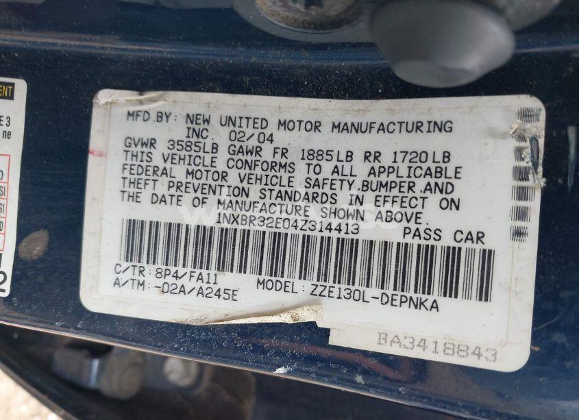 Photo 9 of 2004 Toyota Corolla LE (VIN 1NXBR32E04Z314413)