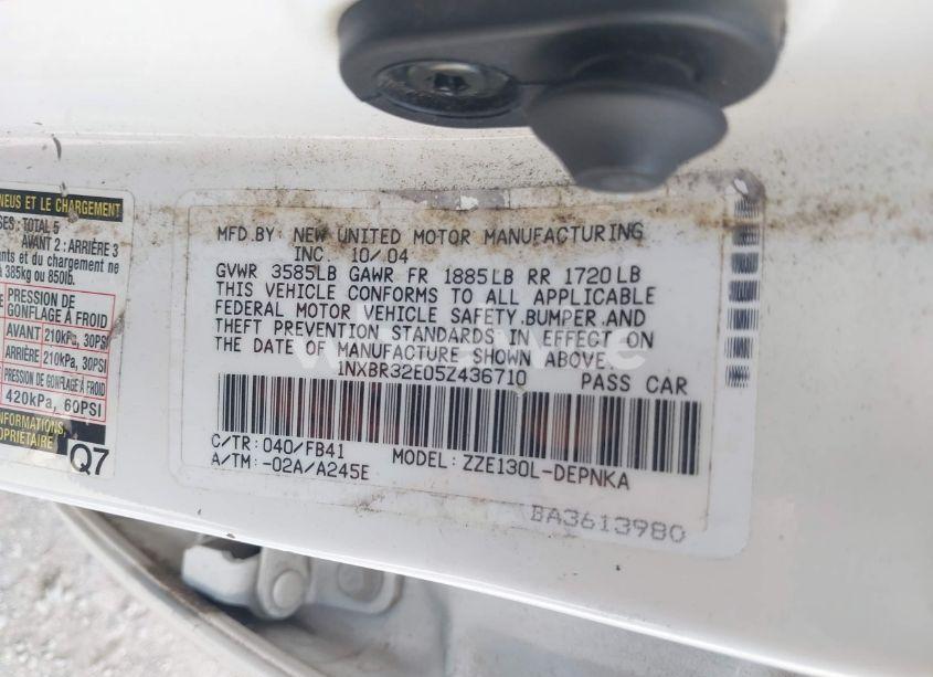 Photo 9 of 2005 Toyota Corolla LE (VIN 1NXBR32E05Z436710)