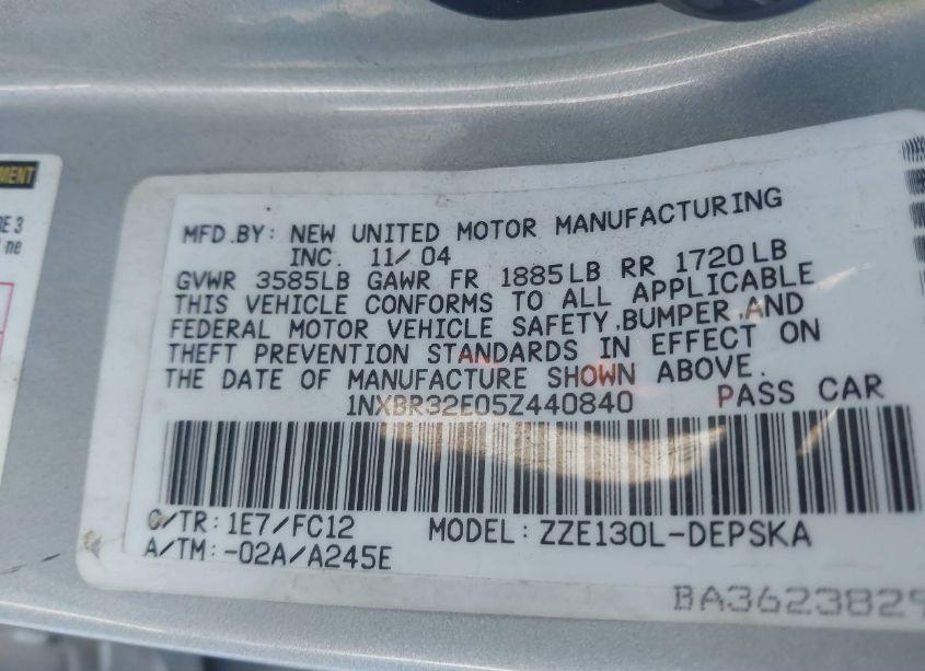 Photo 9 of 2005 Toyota Corolla S (VIN 1NXBR32E05Z440840)