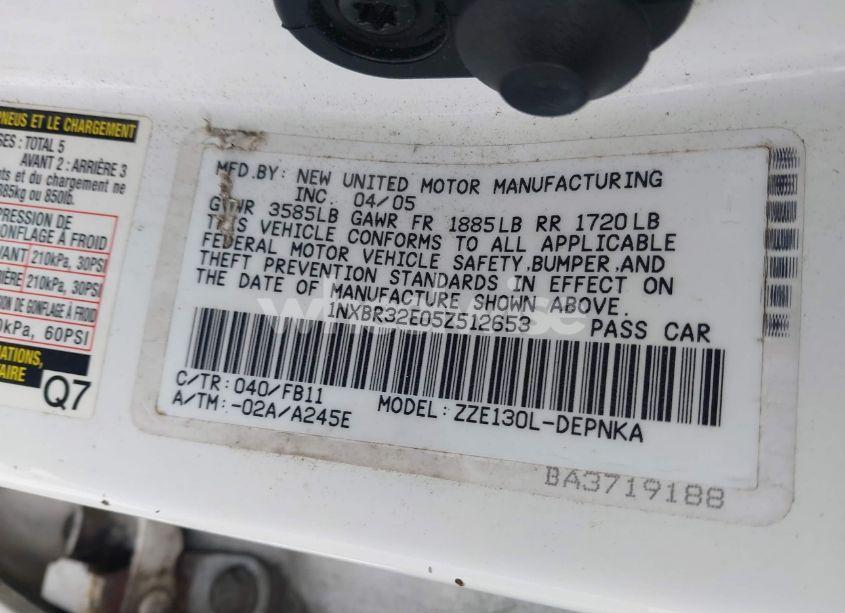 Photo 9 of 2005 Toyota Corolla LE (VIN 1NXBR32E05Z512653)