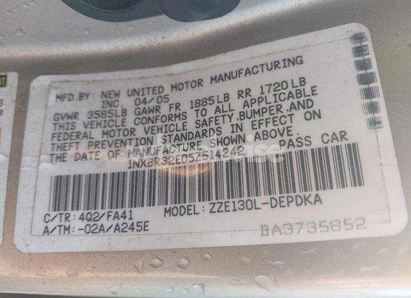 Photo 9 of 2005 Toyota Corolla CE (VIN 1NXBR32E05Z514242)