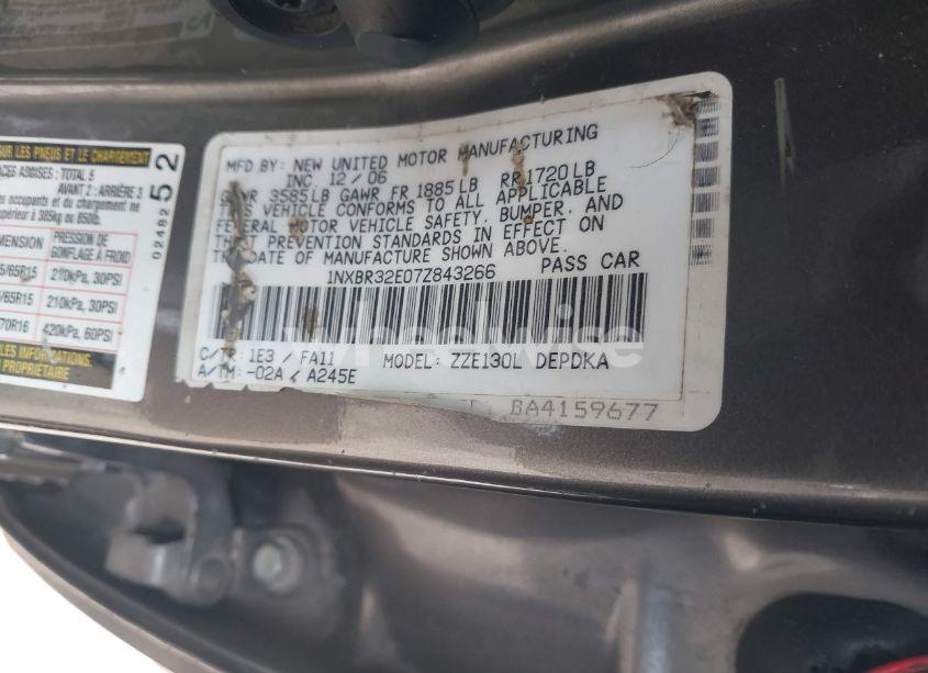 Photo 9 of 2007 Toyota Corolla CE (VIN 1NXBR32E07Z843266)