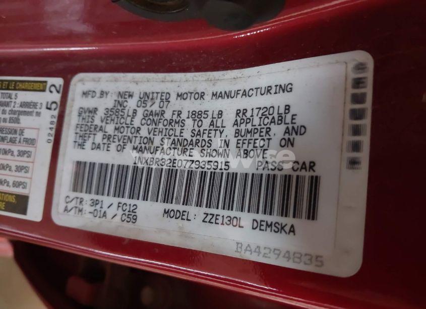 Photo 9 of 2007 Toyota Corolla S (VIN 1NXBR32E07Z935915)