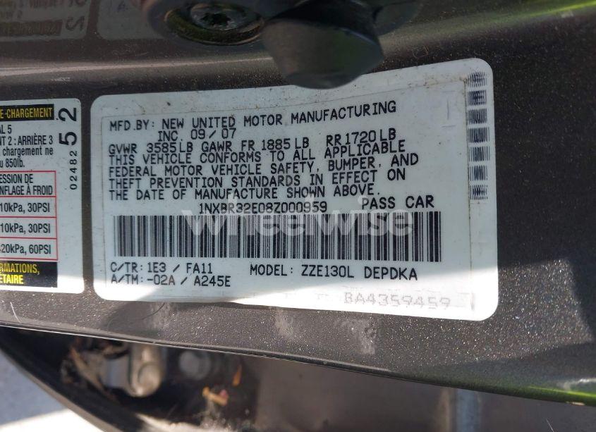 Photo 9 of 2008 Toyota Corolla CE (VIN 1NXBR32E08Z000959)