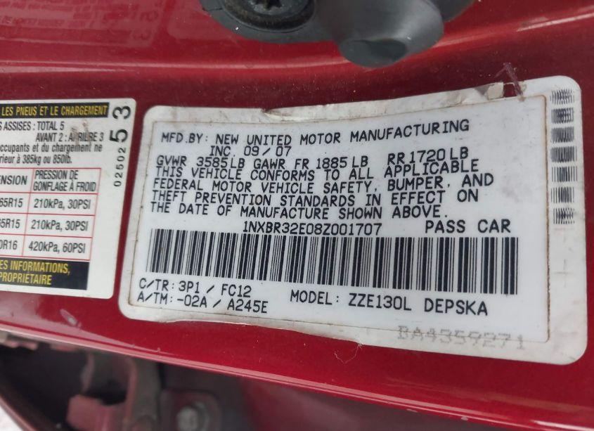 Photo 9 of 2008 Toyota Corolla S (VIN 1NXBR32E08Z001707)