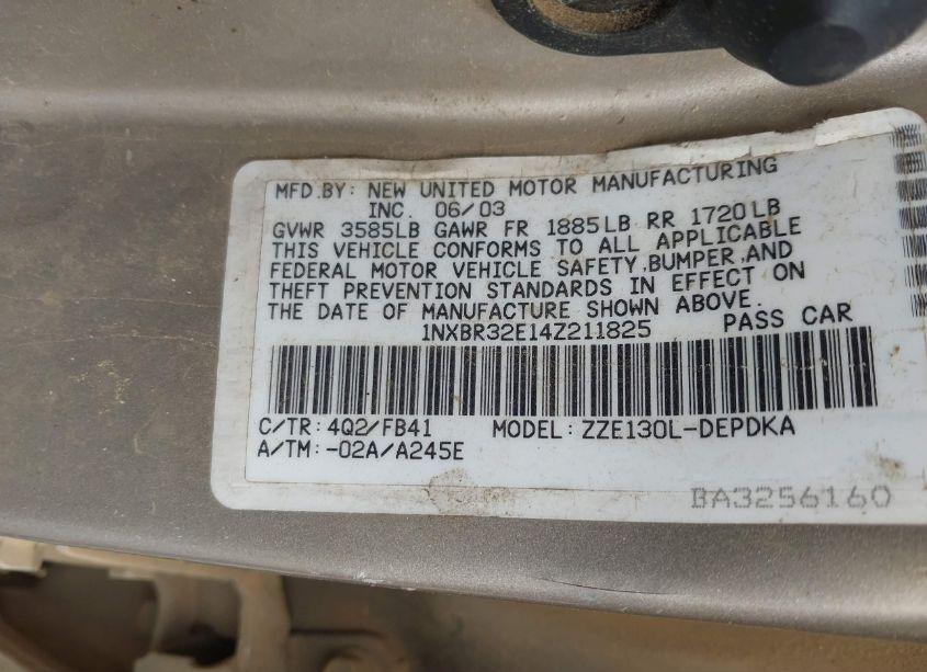 Photo 9 of 2004 Toyota Corolla CE (VIN 1NXBR32E14Z211825)