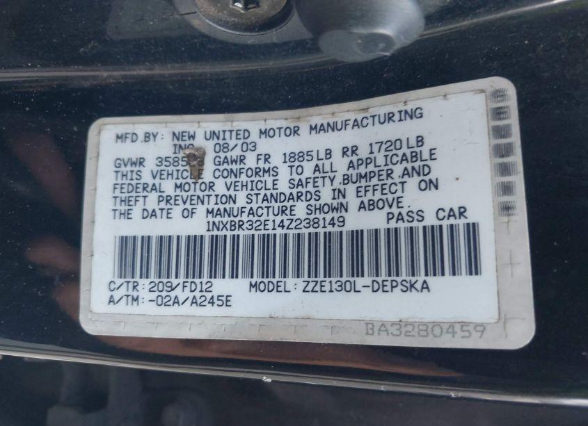 Photo 9 of 2004 Toyota Corolla S (VIN 1NXBR32E14Z238149)