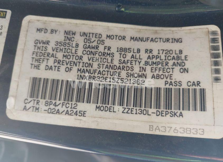 Photo 9 of 2005 Toyota Corolla S (VIN 1NXBR32E15Z521362)