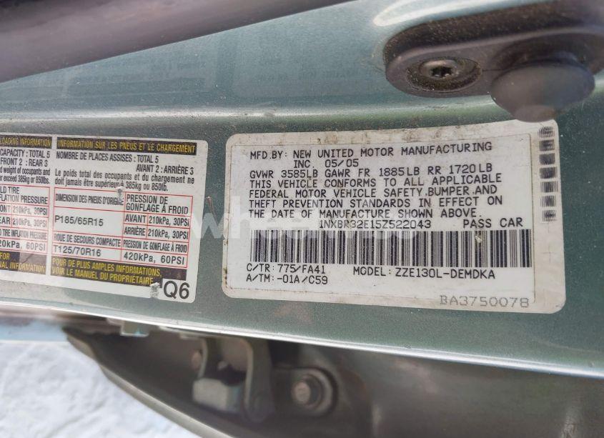 Photo 9 of 2005 Toyota Corolla CE (VIN 1NXBR32E15Z522043)