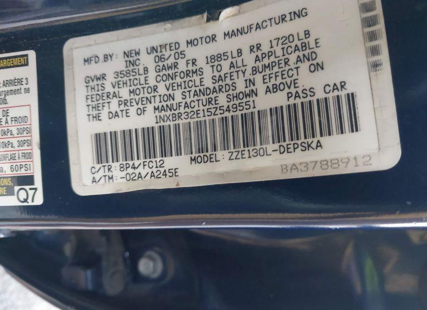 Photo 9 of 2005 Toyota Corolla S (VIN 1NXBR32E15Z549551)