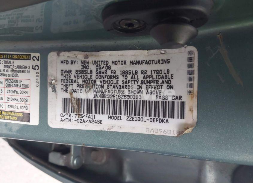 Photo 9 of 2006 Toyota Corolla CE (VIN 1NXBR32E16Z690153)