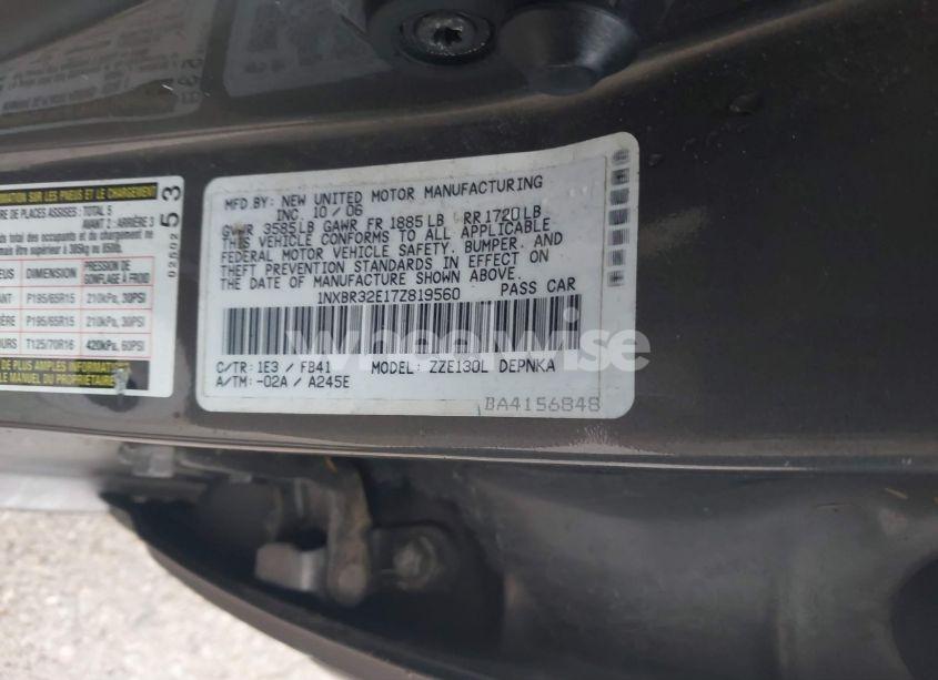 Photo 9 of 2007 Toyota Corolla LE (VIN 1NXBR32E17Z819560)