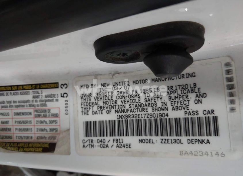 Photo 9 of 2007 Toyota Corolla LE (VIN 1NXBR32E17Z901904)