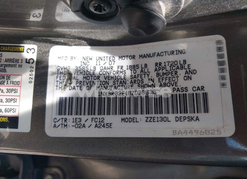 Photo 9 of 2008 Toyota Corolla S (VIN 1NXBR32E18Z038636)