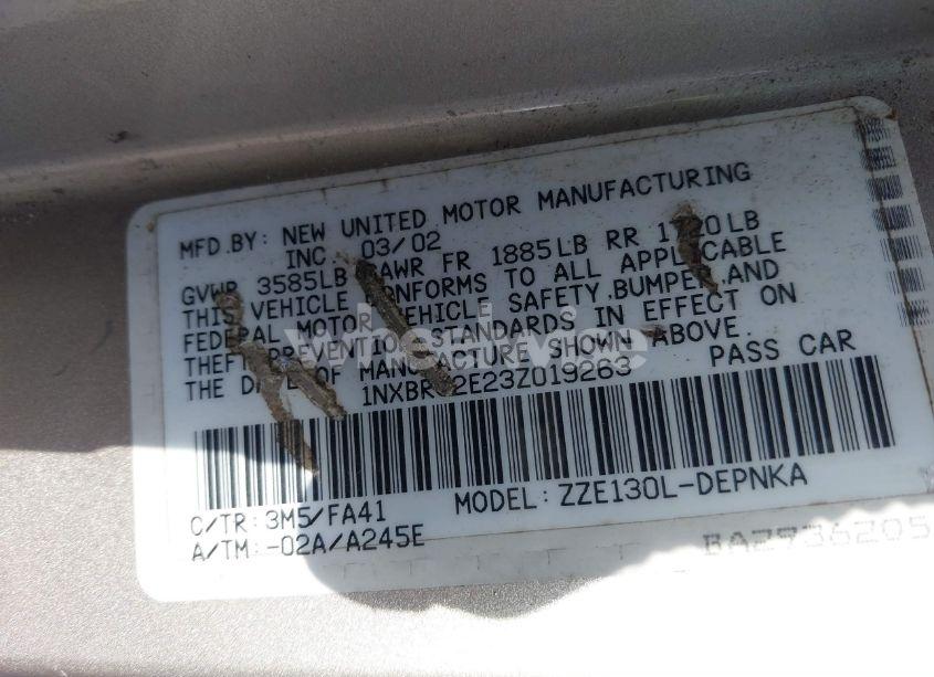 Photo 9 of 2003 Toyota Corolla LE (VIN 1NXBR32E23Z019263)