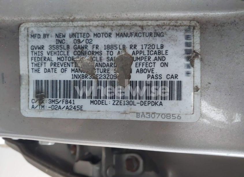 Photo 9 of 2003 Toyota Corolla CE (VIN 1NXBR32E23Z097140)