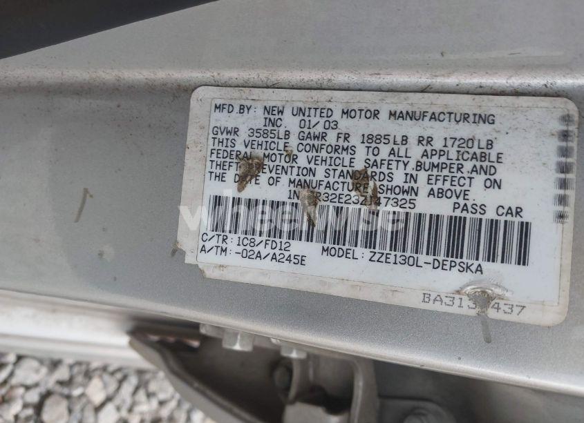 Photo 9 of 2003 Toyota Corolla S (VIN 1NXBR32E23Z147325)