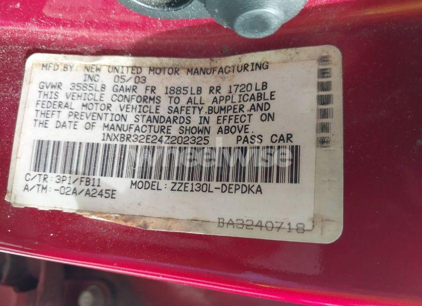 Photo 9 of 2004 Toyota Corolla CE (VIN 1NXBR32E24Z202325)