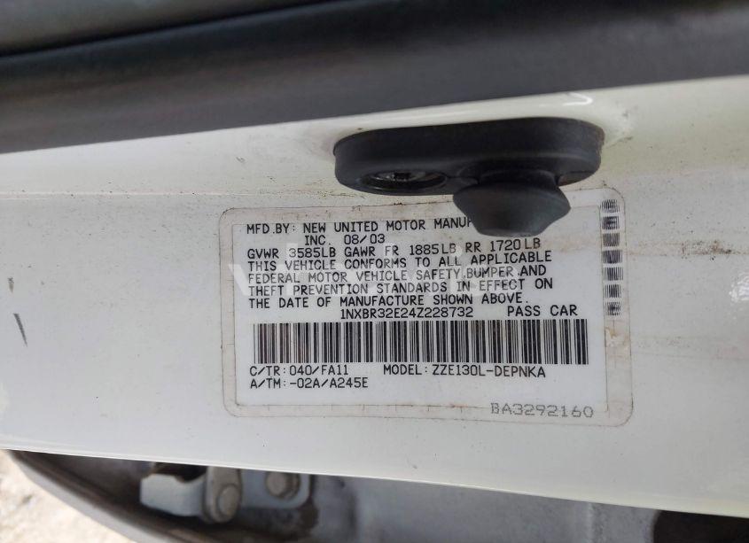 Photo 9 of 2004 Toyota Corolla LE (VIN 1NXBR32E24Z228732)