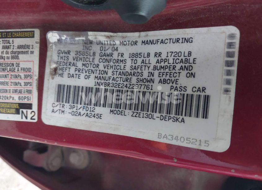 Photo 9 of 2004 Toyota Corolla S (VIN 1NXBR32E24Z297761)