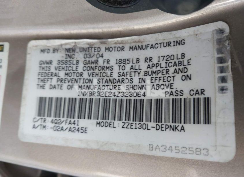 Photo 9 of 2004 Toyota Corolla LE (VIN 1NXBR32E24Z323064)