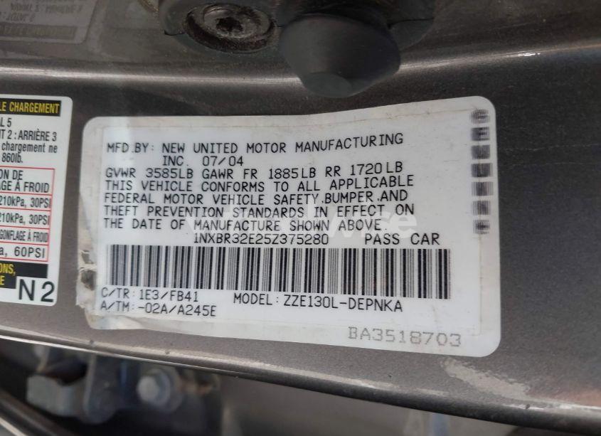 Photo 9 of 2005 Toyota Corolla LE (VIN 1NXBR32E25Z375280)