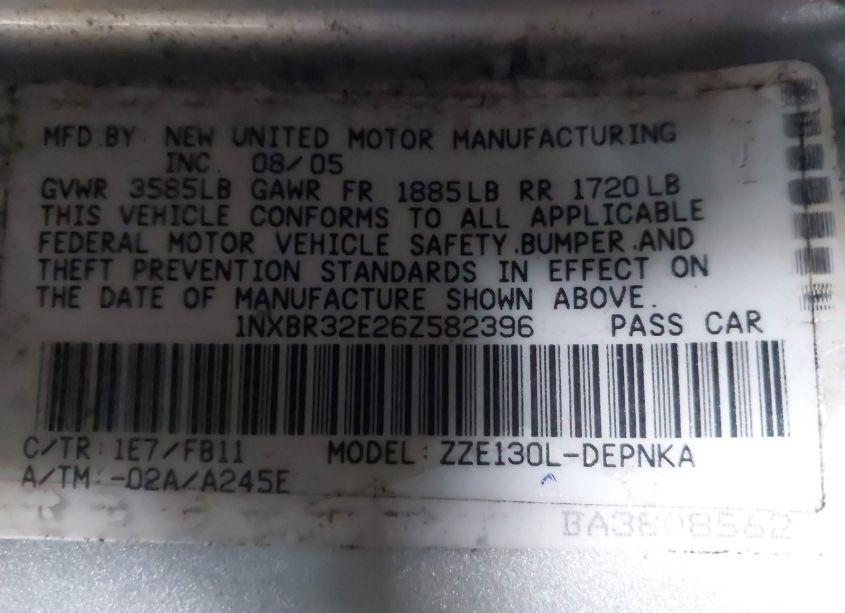 Photo 9 of 2006 Toyota Corolla CE/LE/S (VIN 1NXBR32E26Z582396)