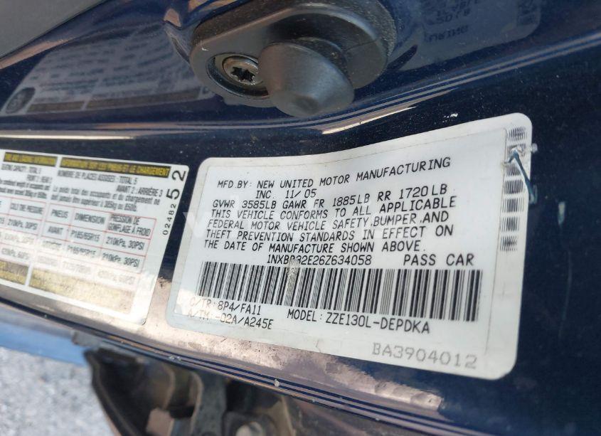 Photo 9 of 2006 Toyota Corolla CE (VIN 1NXBR32E26Z634058)