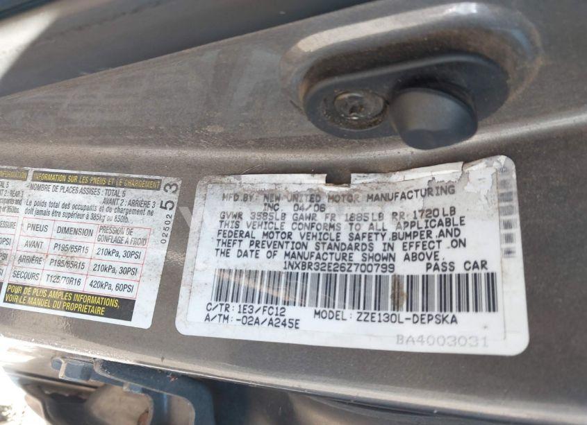 Photo 9 of 2006 Toyota Corolla S (VIN 1NXBR32E26Z700799)