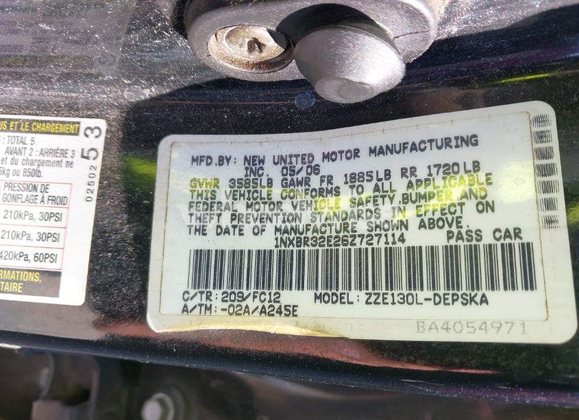 Photo 9 of 2006 Toyota Corolla S (VIN 1NXBR32E26Z727114)