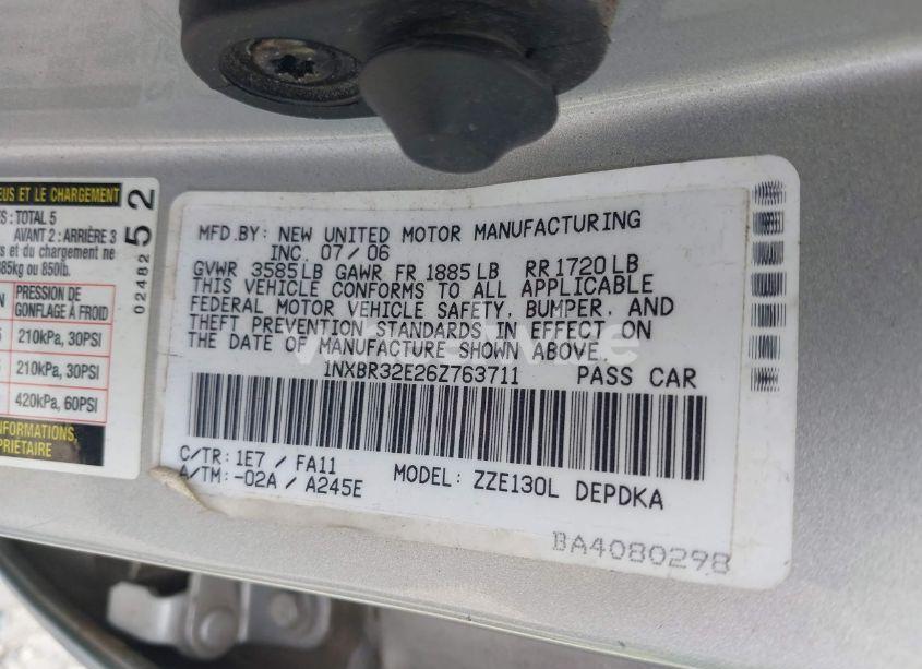 Photo 9 of 2006 Toyota Corolla CE (VIN 1NXBR32E26Z763711)