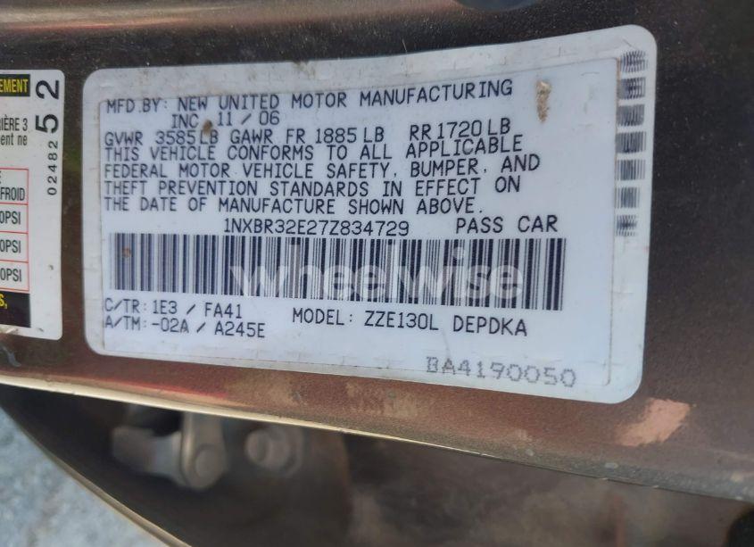 Photo 9 of 2007 Toyota Corolla CE (VIN 1NXBR32E27Z834729)