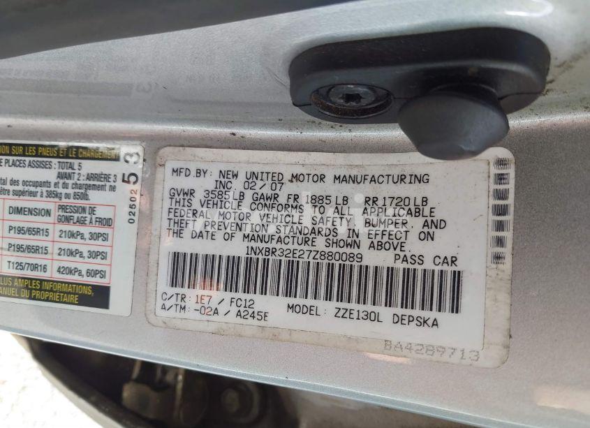 Photo 9 of 2007 Toyota Corolla S (VIN 1NXBR32E27Z880089)