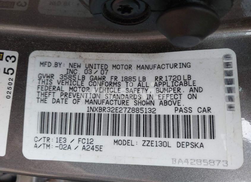 Photo 9 of 2007 Toyota Corolla S (VIN 1NXBR32E27Z885132)