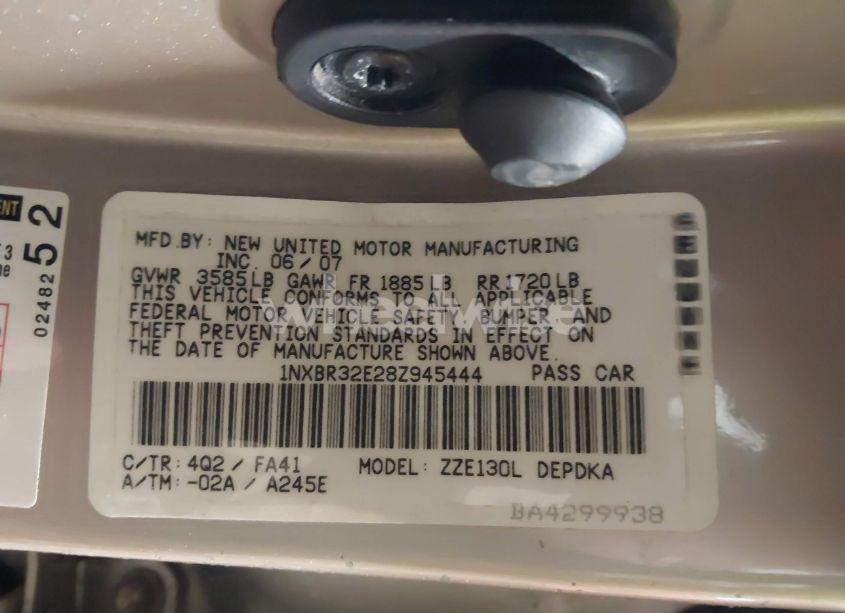 Photo 9 of 2008 Toyota Corolla CE (VIN 1NXBR32E28Z945444)