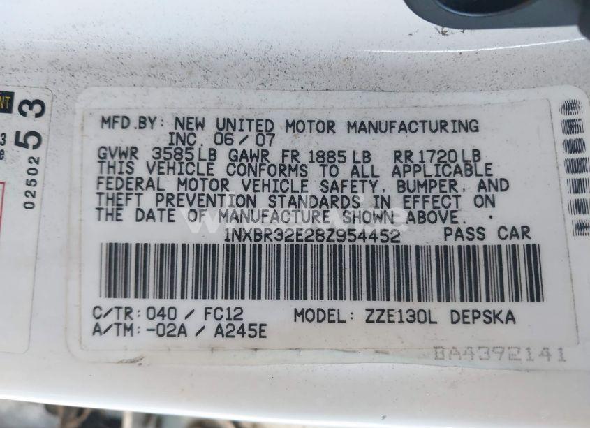 Photo 9 of 2008 Toyota Corolla S (VIN 1NXBR32E28Z954452)