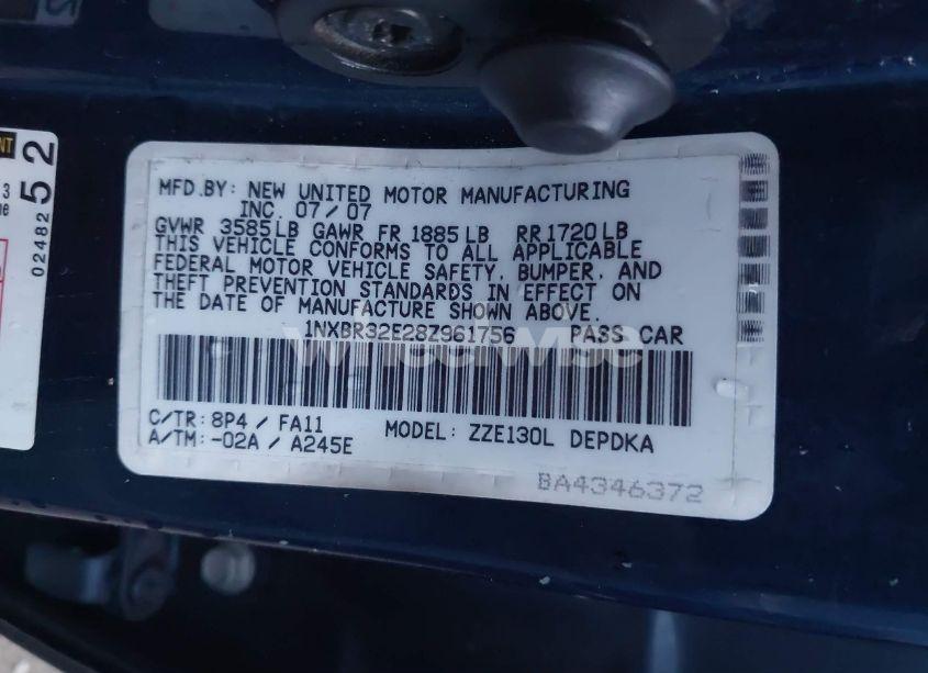 Photo 9 of 2008 Toyota Corolla CE (VIN 1NXBR32E28Z961756)