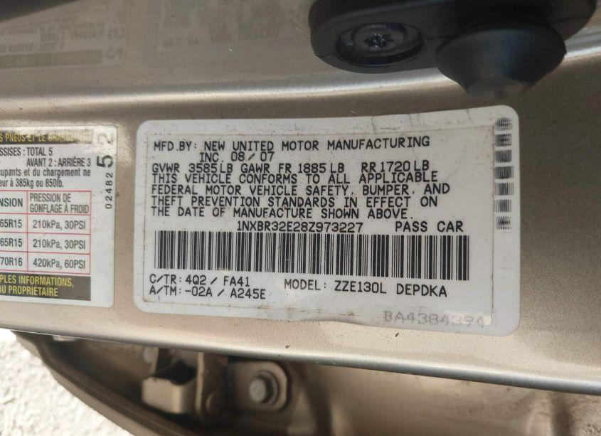 Photo 9 of 2008 Toyota Corolla CE (VIN 1NXBR32E28Z973227)