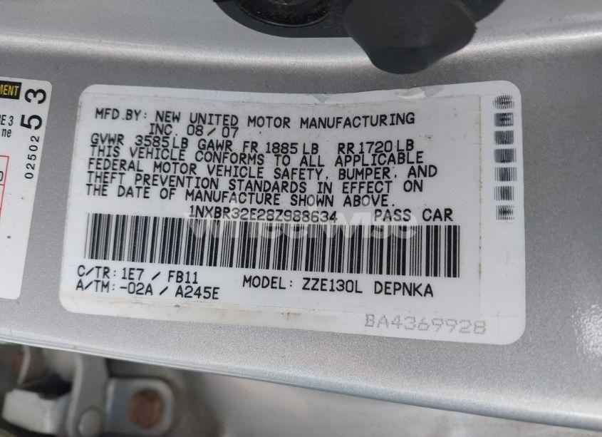 Photo 9 of 2008 Toyota Corolla LE (VIN 1NXBR32E28Z988634)