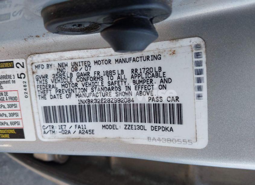 Photo 9 of 2008 Toyota Corolla CE (VIN 1NXBR32E28Z992084)