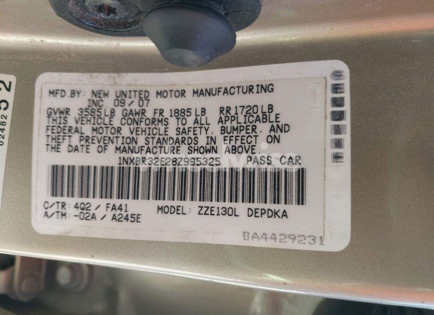 Photo 9 of 2008 Toyota Corolla CE (VIN 1NXBR32E28Z995325)