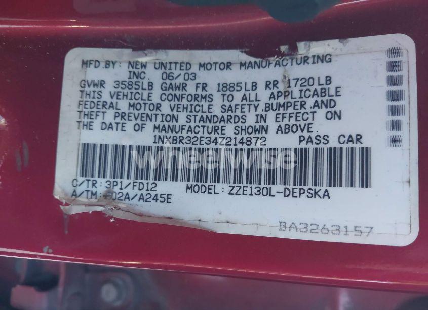 Photo 9 of 2004 Toyota Corolla S (VIN 1NXBR32E34Z214872)