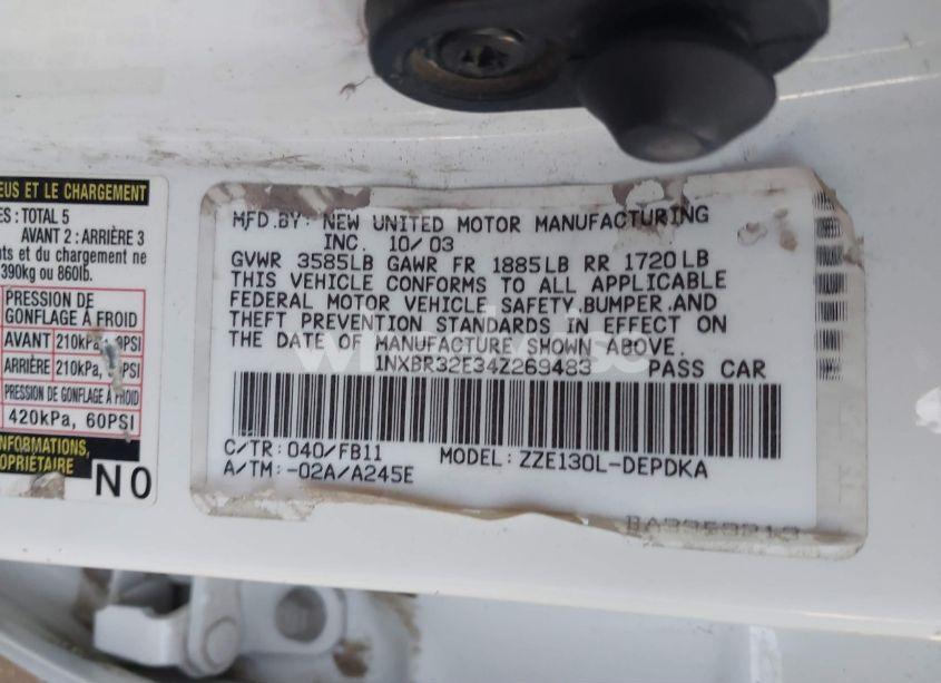 Photo 9 of 2004 Toyota Corolla CE (VIN 1NXBR32E34Z269483)