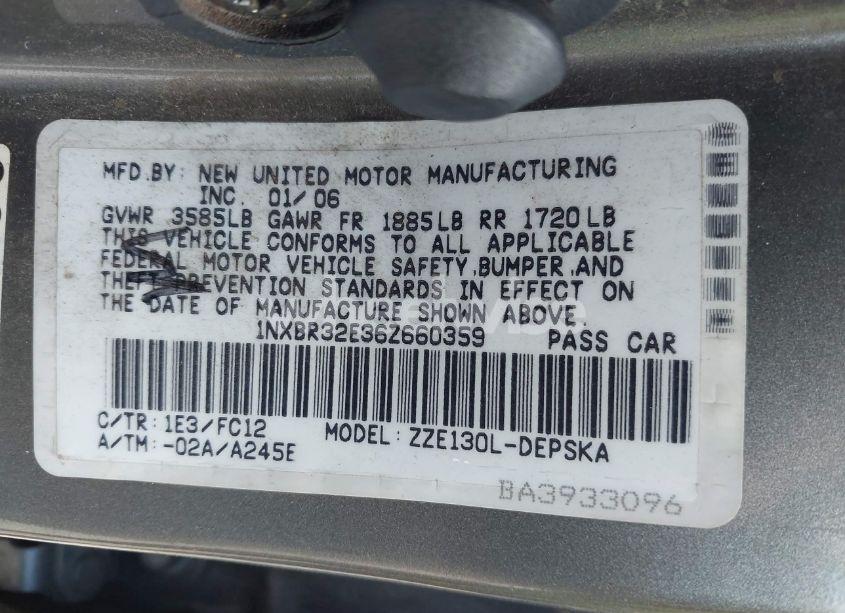 Photo 9 of 2006 Toyota Corolla S (VIN 1NXBR32E36Z660359)