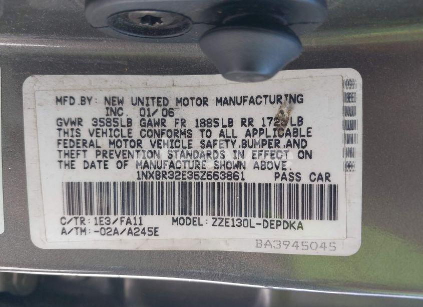 Photo 9 of 2006 Toyota Corolla CE (VIN 1NXBR32E36Z663861)