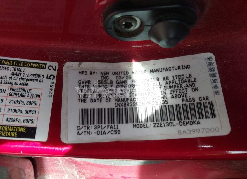 Photo 9 of 2006 Toyota Corolla CE (VIN 1NXBR32E36Z695595)