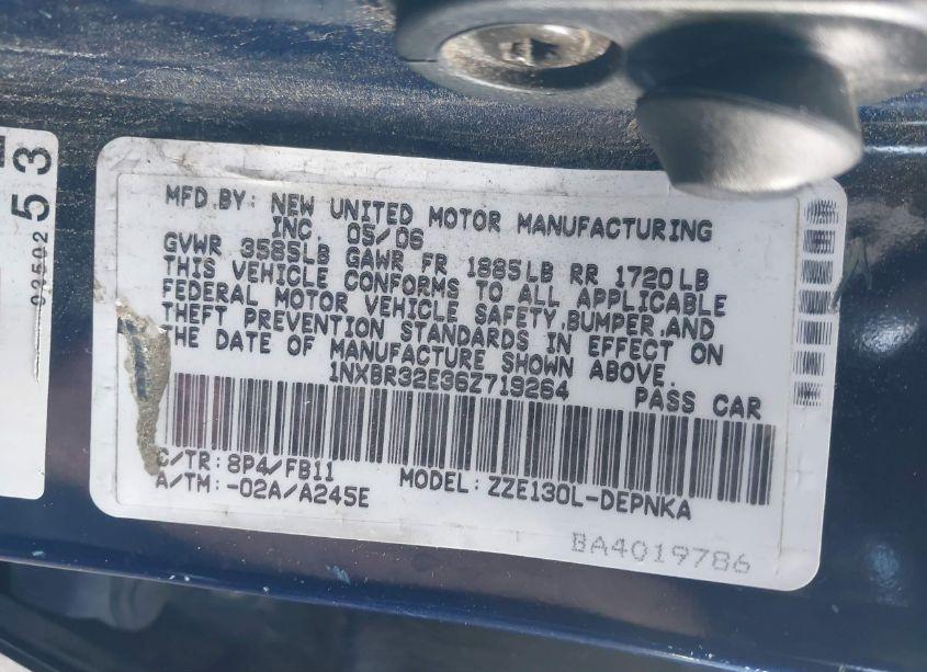 Photo 9 of 2006 Toyota Corolla LE (VIN 1NXBR32E36Z719264)