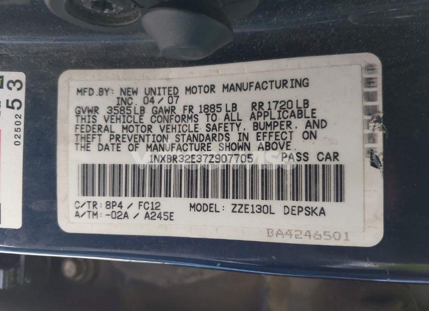 Photo 9 of 2007 Toyota Corolla S (VIN 1NXBR32E37Z907705)