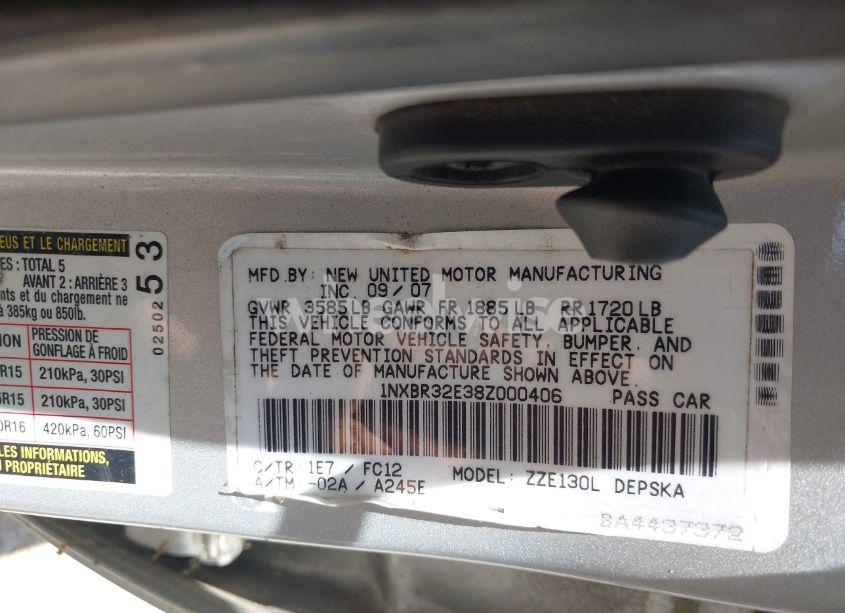 Photo 9 of 2008 Toyota Corolla S (VIN 1NXBR32E38Z000406)