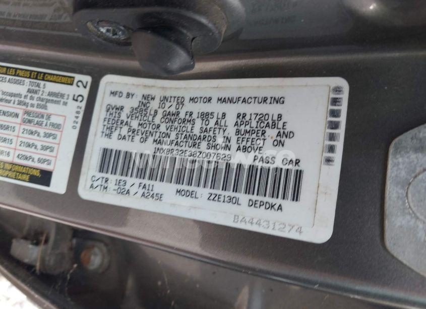 Photo 9 of 2008 Toyota Corolla CE (VIN 1NXBR32E38Z007629)